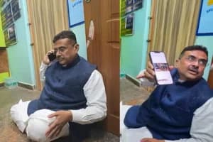 पश्चिम मेदिनीपुर में सुवेंदु अधिकारी का विरोध प्रदर्शन