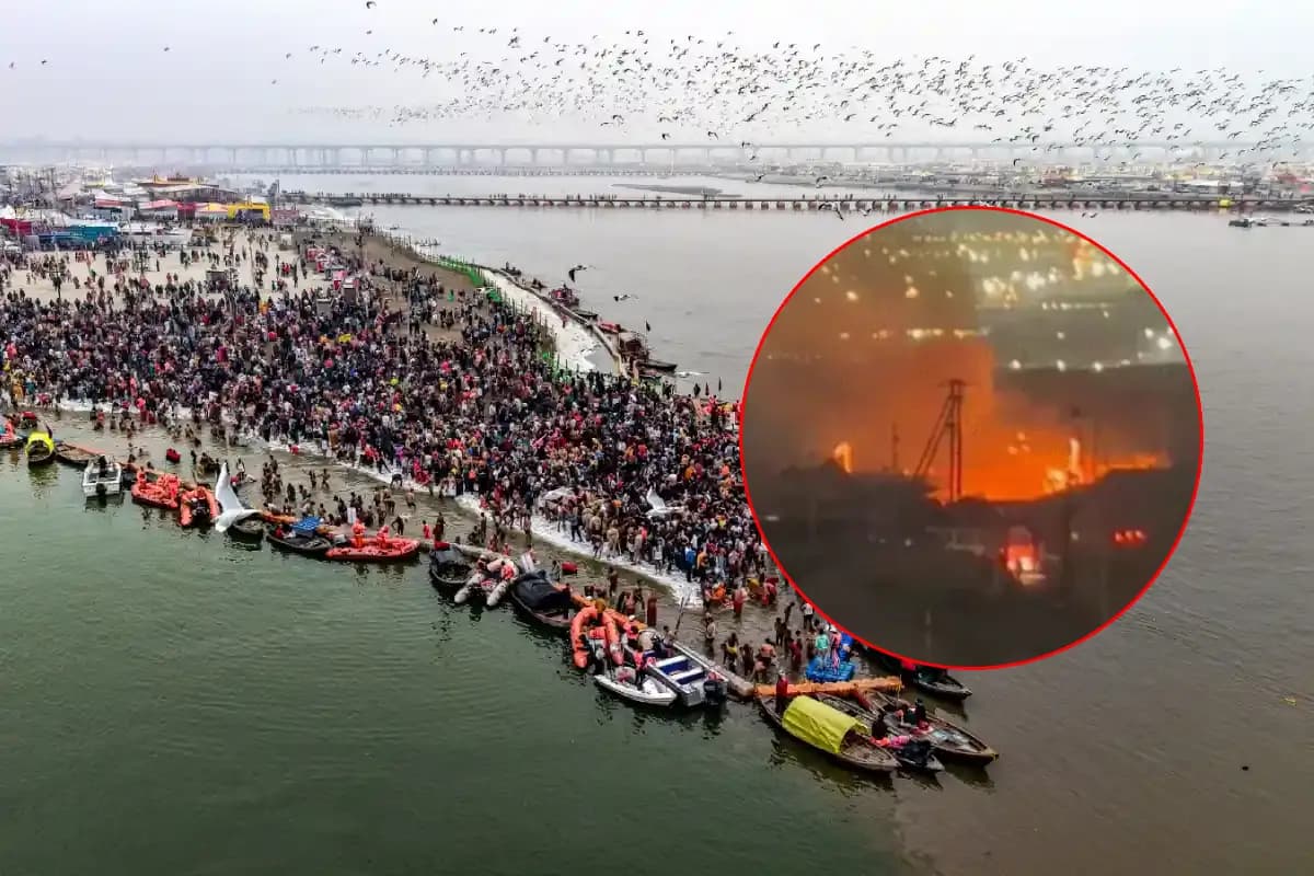 माघ मेला प्रयागराज में लगी भीषण आग: टेंट जलकर हुए राख, हजारों का नुकसान