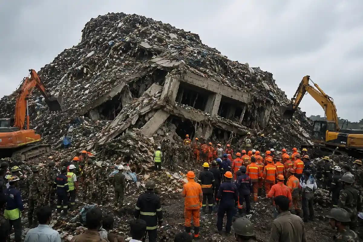 Pimpri Chinchwad Building Collapse: मोशी में कचरे का पहाड़ बना काल, इमारत ढही
