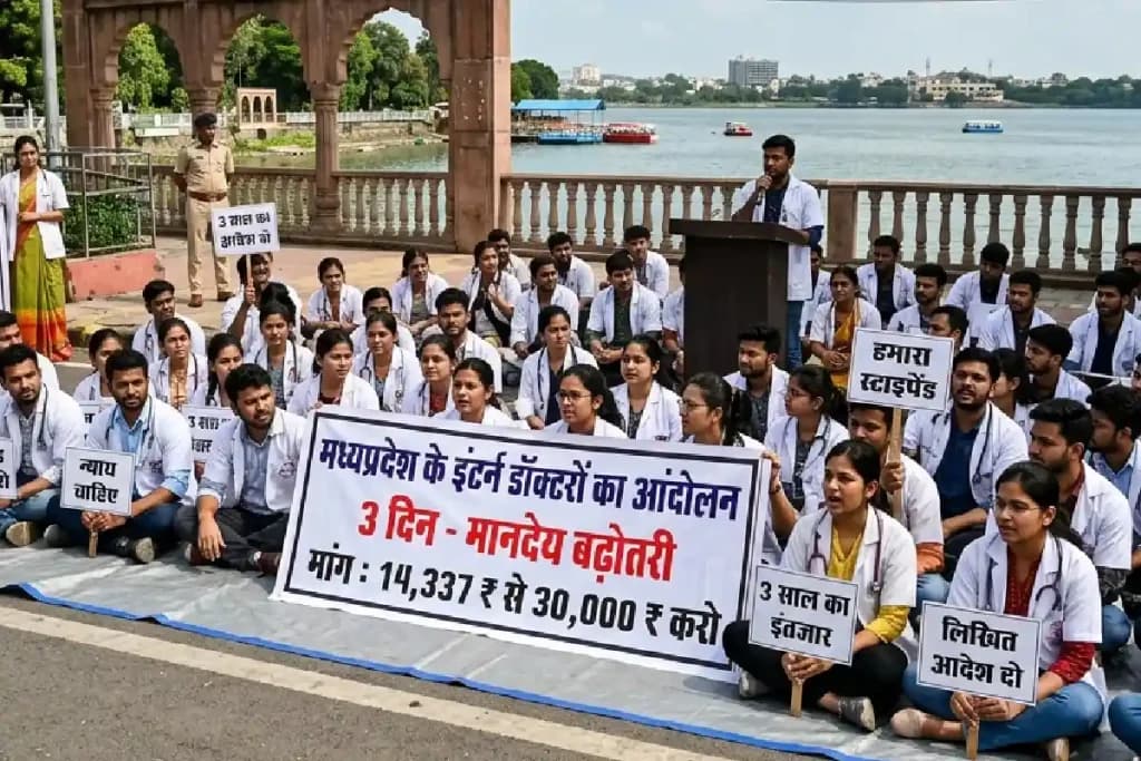 Intern Doctors Stipend: मध्यप्रदेश में सड़क पर इंटर्न डॉक्टर, स्टाइपेंड 30 हजार करने की मांग