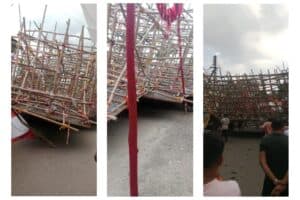 Nagpur Seminary Hills: Navshakti Durga Utsav Mandal का 45 फीट Wooden Gate ढहा, वाहन क्षतिग्रस्त – Police Action पर उठे सवाल