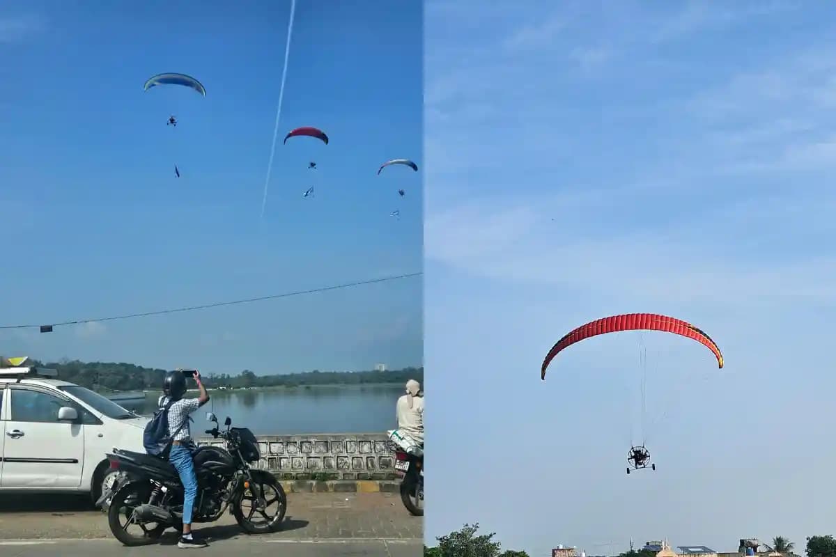 फुटाला झील के आसमान में पैरामोटरिंग का रोमांच, नागपुरवासियों ने उठाया अनोखे अनुभव का आनंद