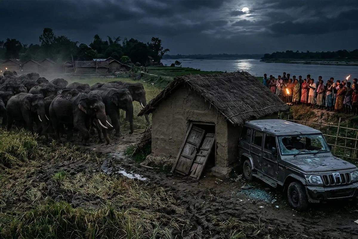 झारग्राम के सांकराईल में सात दिनों से हाथियों का तांडव, दर्जनों गांवों में दहशत – सैकड़ों बीघा फसल बर्बाद