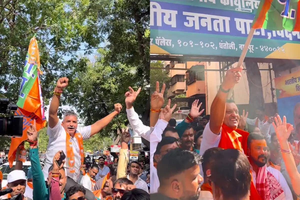 बंगाल की जीत के बाद नागपुर बीजेपी कार्यालय में जश्न, ढोल पर नाचे कार्यकर्ता