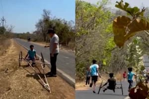 बच्चों की देसी कार देखकर रुक गए सचिन तेंदुलकर