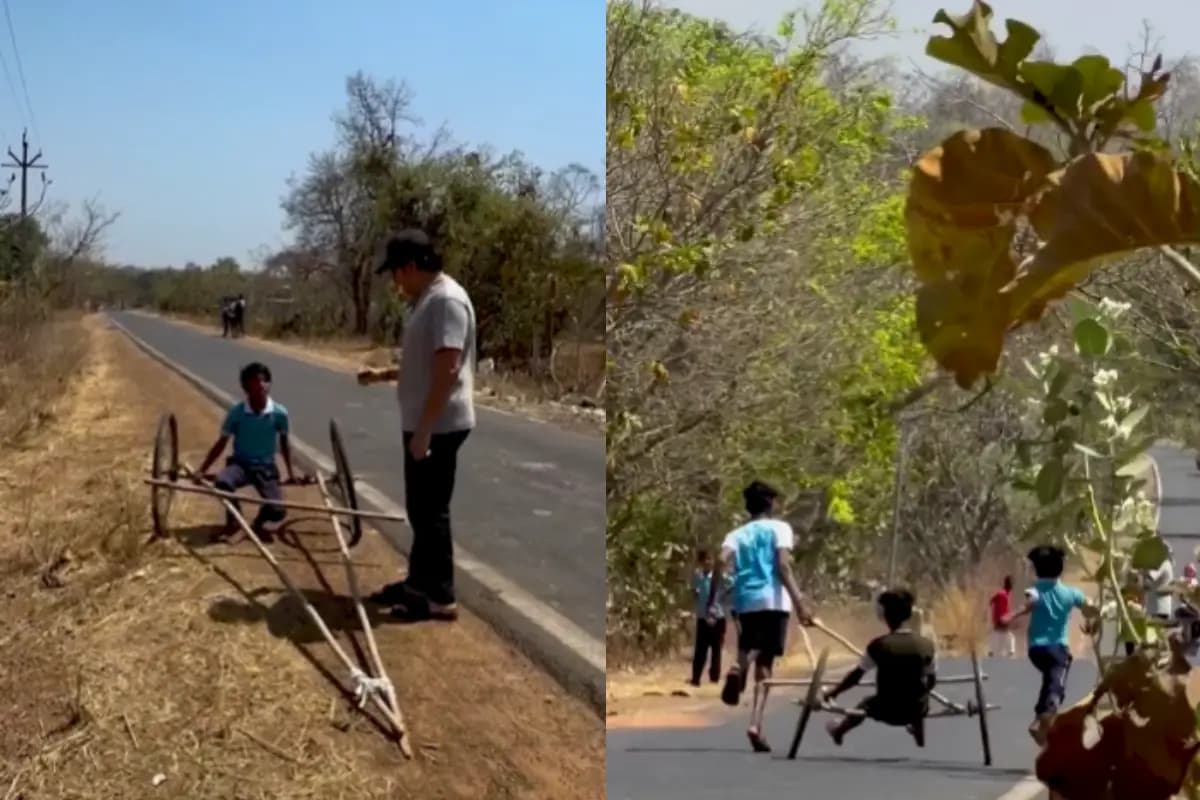 बच्चों की देसी कार देखकर रुक गए सचिन तेंदुलकर, देखिए वायरल VIDEO