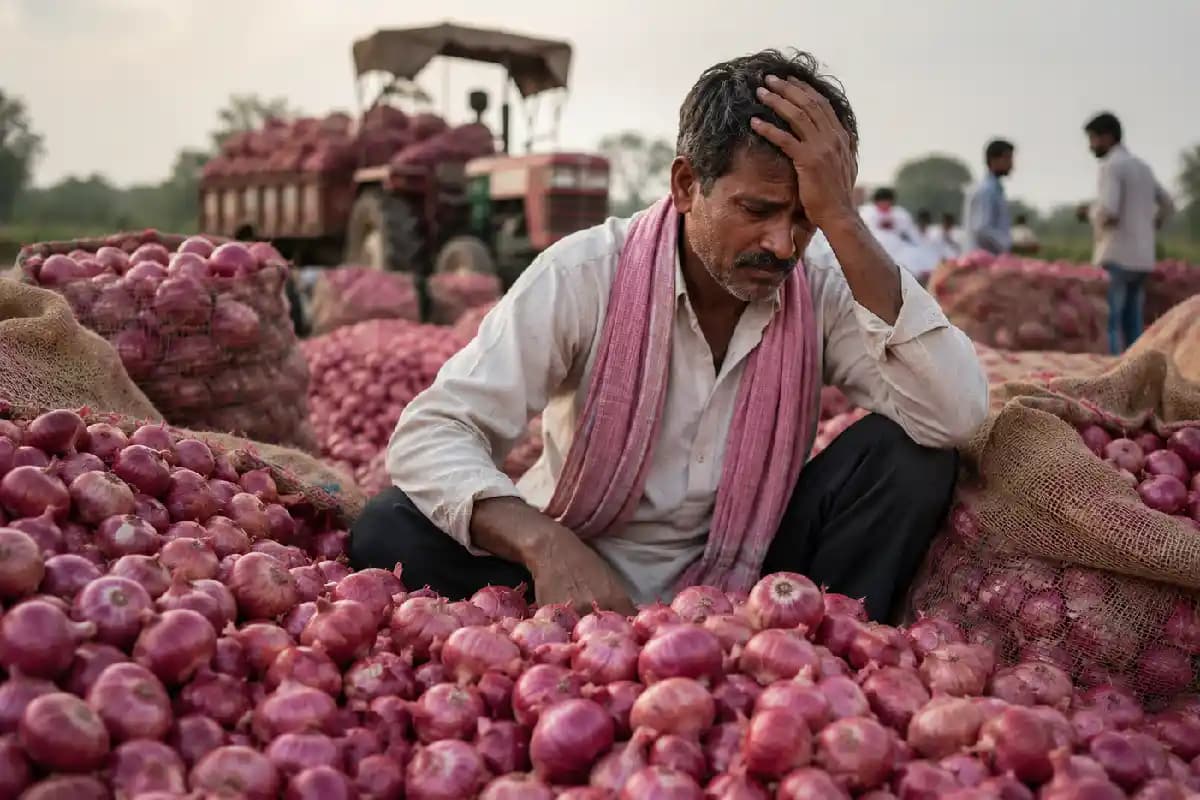 Maharashtra Onion Crisis Farmers: प्याज के गिरते दामों से बेहाल महाराष्ट्र का किसान, मंडी संकट पर दिल्ली तक हड़कंप