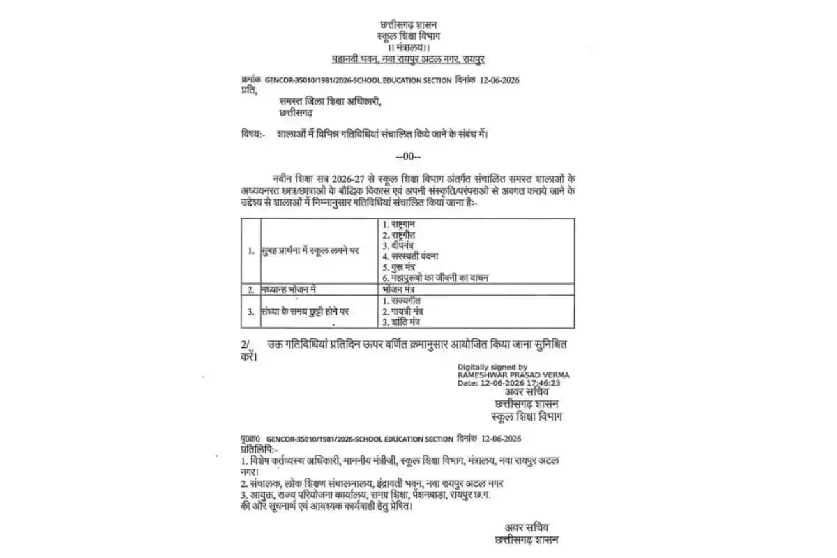 Chhattisgarh News: सरकारी स्कूलों में नई प्रार्थना व्यवस्था पर बढ़ी बहस, शिक्षा और धर्म को लेकर उठे सवाल
