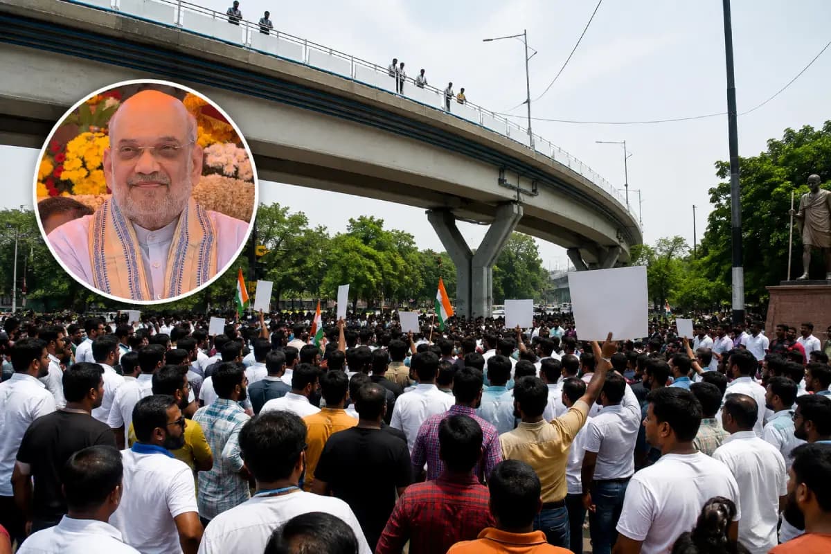 नागपुर के व्हेरायटी चौक पर ‘अमित शाह जवाब दो’ बैनर लगाकर युवक कांग्रेस ने किया विरोध