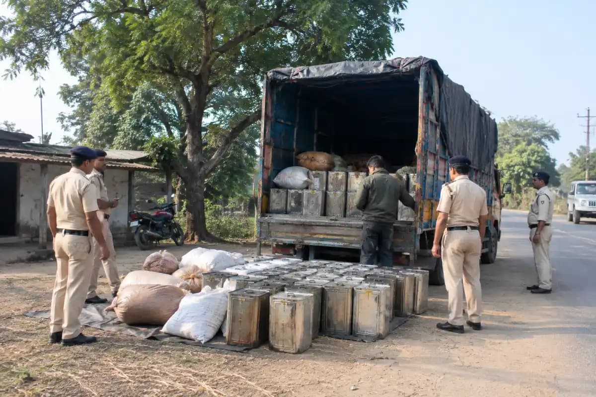 बांकुड़ा में चोलाई बनाने की सामग्री से भरी गाड़ी पकड़ी गई, 80 टिन गुड़ बरामद