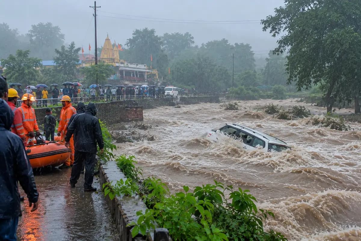 मध्य प्रदेश में दर्दनाक हादसा, मां बगलामुखी मंदिर के पास नाले में बह गई श्रद्धालुओं की गाड़ी, 3 बच्चों समेत 8 की मौत