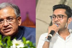 abhishek Banerjee Gyanesh Kumar controversy: कोलकाता एयरपोर्ट पर अभिषेक बनर्जी ने मुख्य चुनाव आयुक्त की गिरफ्तारी की मांग की और बंगाल के अभिशाप की बात कही।
