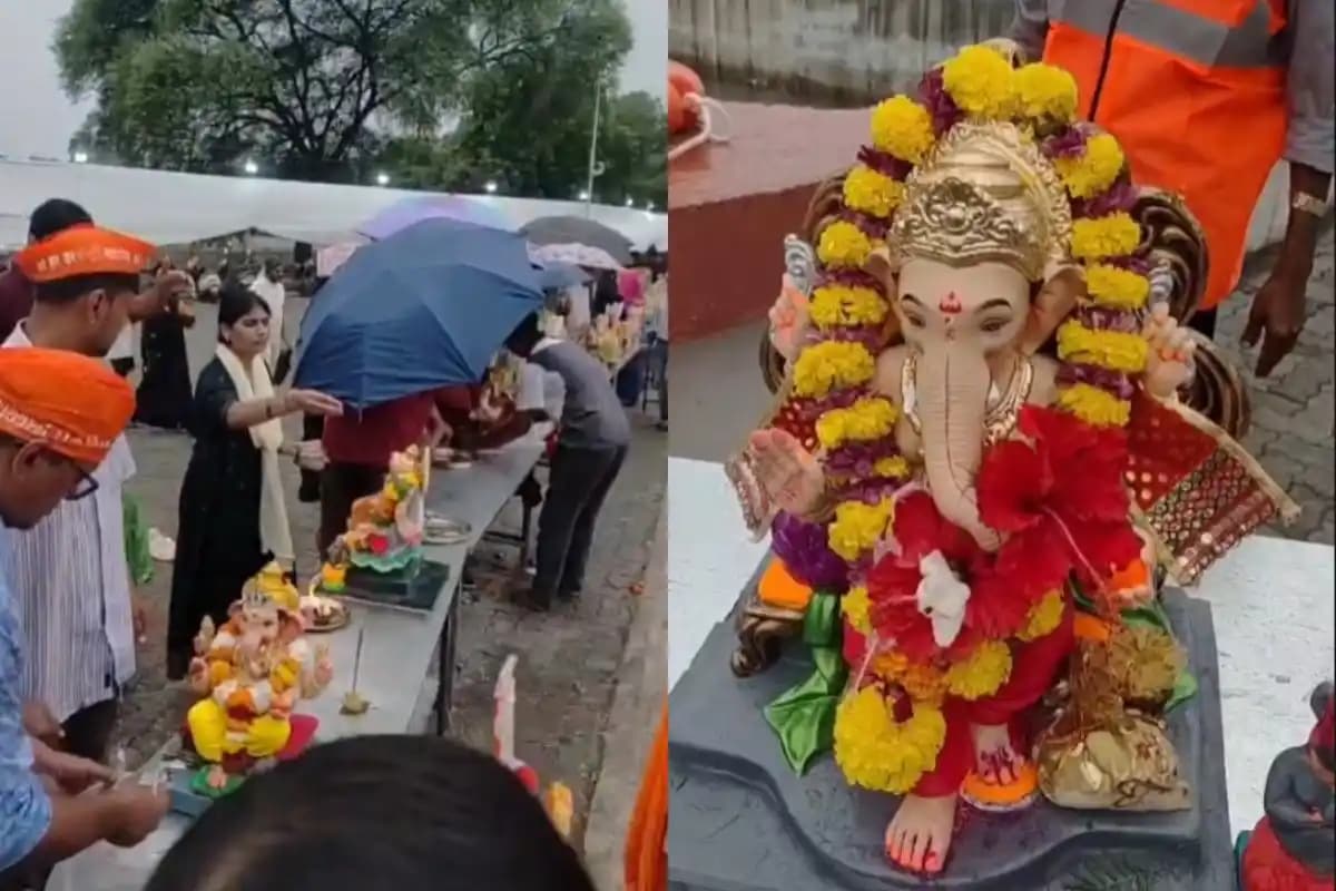 नागपुर में गणपति विसर्जन शुरू, ढोल-ताशों के साथ बप्पा को दी विदाई