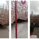 Nagpur Seminary Hills: Navshakti Durga Utsav Mandal का 45 फीट Wooden Gate ढहा, वाहन क्षतिग्रस्त – Police Action पर उठे सवाल