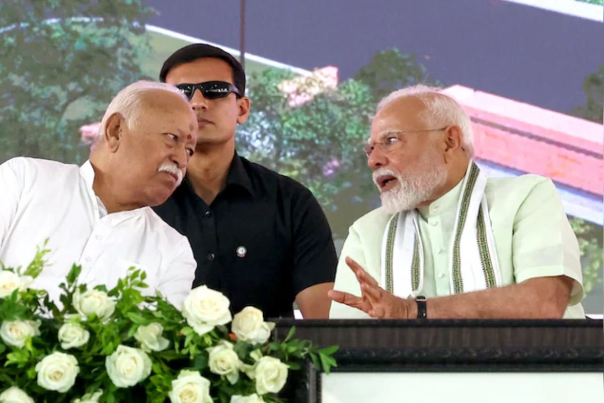 RSS chief Mohan Bhagwat and PM Modi.